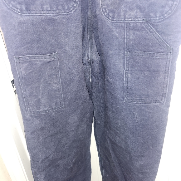 Carhartt flame resistant quilt lined Duck bib Overalls 32x34 navy - Picture 11 of 11